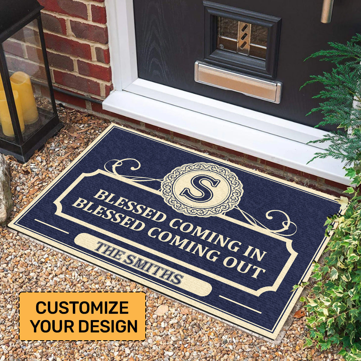 Blessed Coming In Doormat - Personalized Home Decor