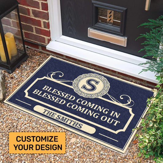 Blessed Coming In Doormat - Personalized Home Decor