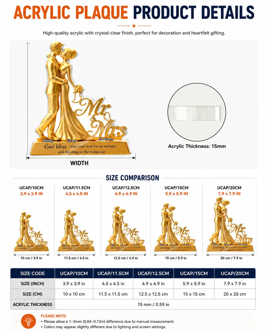 Size guide — A Pray For Fallen Firefighters Memorial - Personalized Acrylic Plaque TC100062