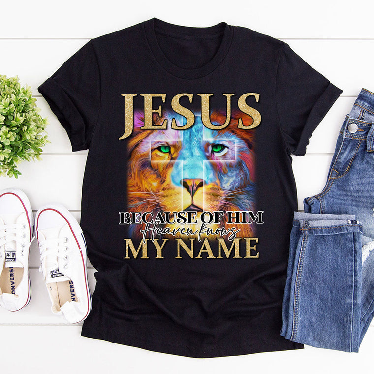 Because Of Him Heaven Knows My Name - Classic Cross T-shirt GMJSTS200160