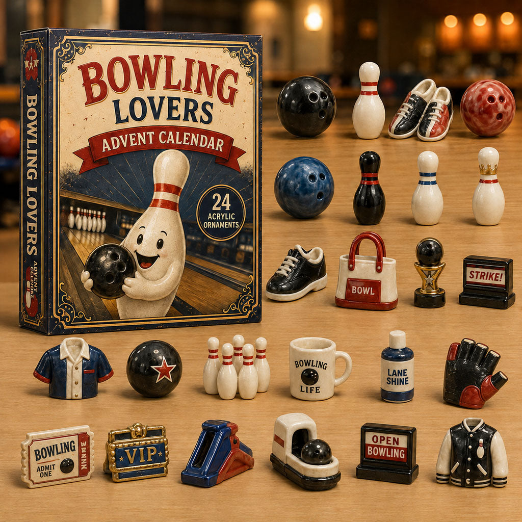 Bowling Mascot Advent Calendar 2026 - 24-Day Festive Countdown, Acrylic Charms Blind Box - Gift For Bowling Lovers AC0TM053 - AT000046