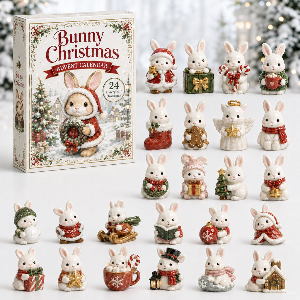 Bunny Christmas Advent Calendar 2026 - 24-Day Festive Countdown, Acrylic Charms Blind Box - Gift For Bunny Lovers - AT000038