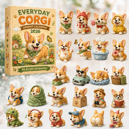 Everyday Corgi Advent Calendar 2026 - 24-Day Festive Countdown, Acrylic Charms Blind Box - Gift For Corgi Lovers - AT000004