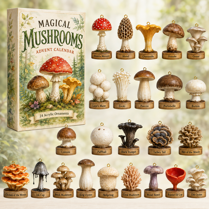 Magical Mushrooms Advent Calendar 2026 - 24-Day Festive Countdown, Acrylic Charms Blind Box - Gift For Mushroom & Nature Lovers - AT000042