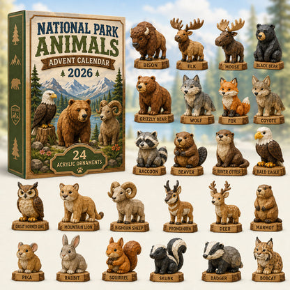 National Park Adorable Animals Advent Calendar 2026 - 24-Day Festive Countdown, Acrylic Charms Blind Box - Gift For Family & Friends - AT000041