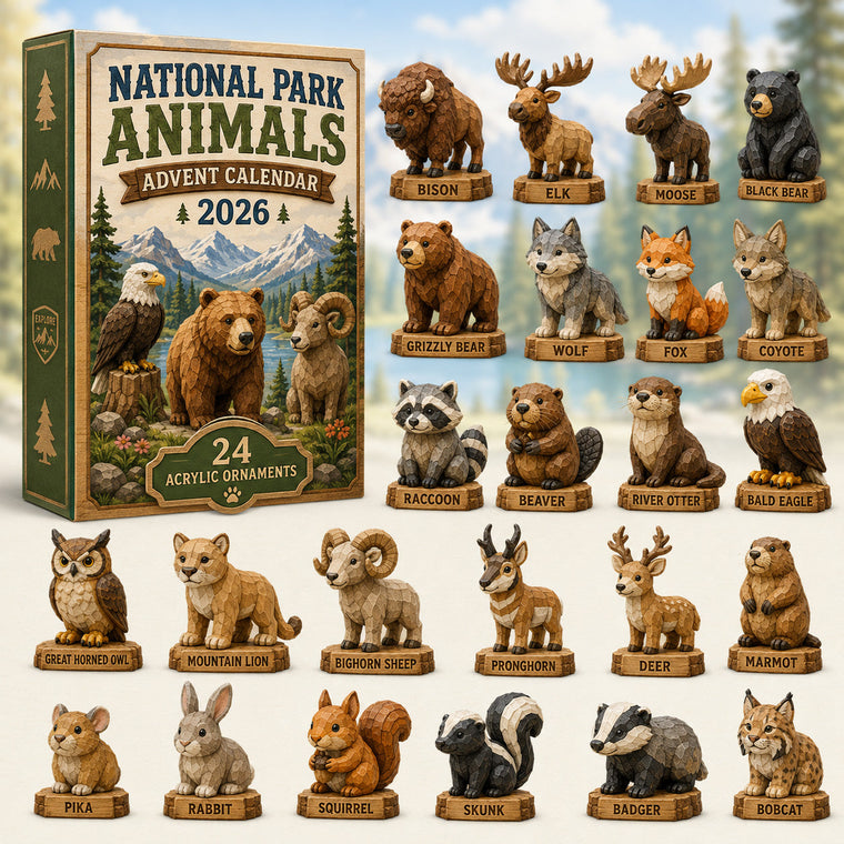 National Park Adorable Animals Advent Calendar 2026 - 24-Day Festive Countdown, Acrylic Charms Blind Box - Gift For Family & Friends - AT000041