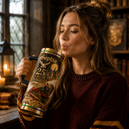 Wizard And Witch 25 Years Of Magic - Personalized 40oz Tumbler With Handle TC100105