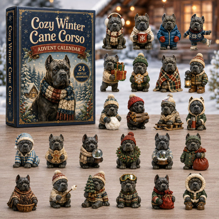 Cozy Winter Cane Corso Advent Calendar 2026 - 24-Day Festive Countdown, Acrylic Charms Blind Box - Gift For Cane Corso Lovers AC0NT203 - AT000039