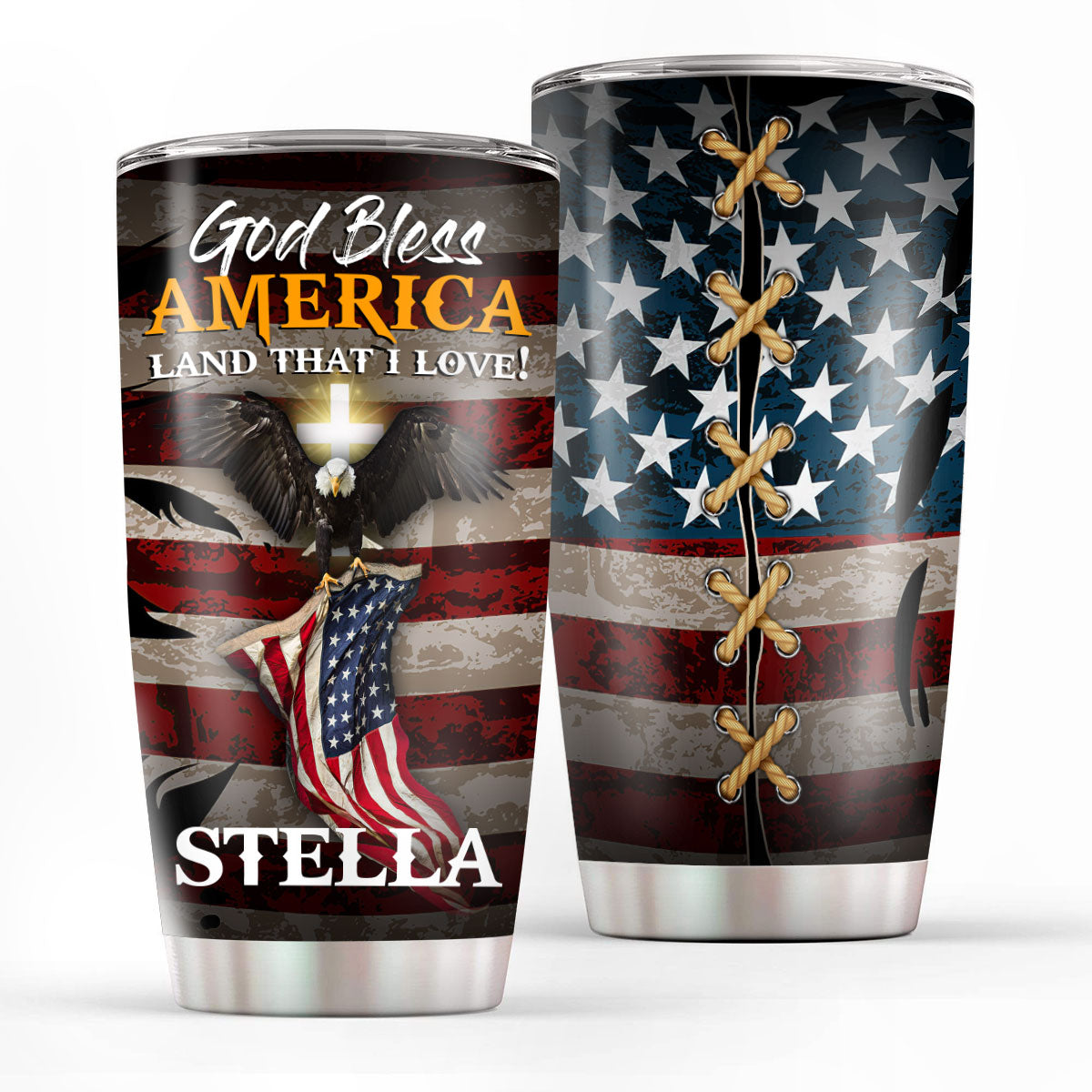 God Bless America - Personalized Eagle Stainless Steel Tumbler