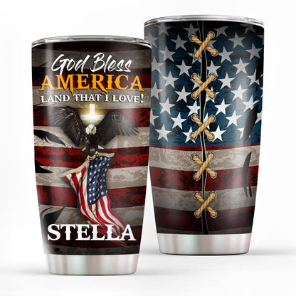 God Bless America - Personalized Eagle Stainless Steel Tumbler