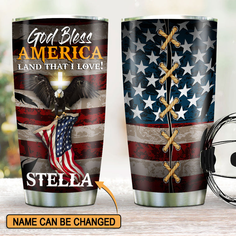 God Bless America - Personalized Eagle Stainless Steel Tumbler