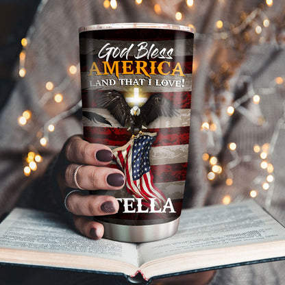 God Bless America - Personalized Eagle Stainless Steel Tumbler