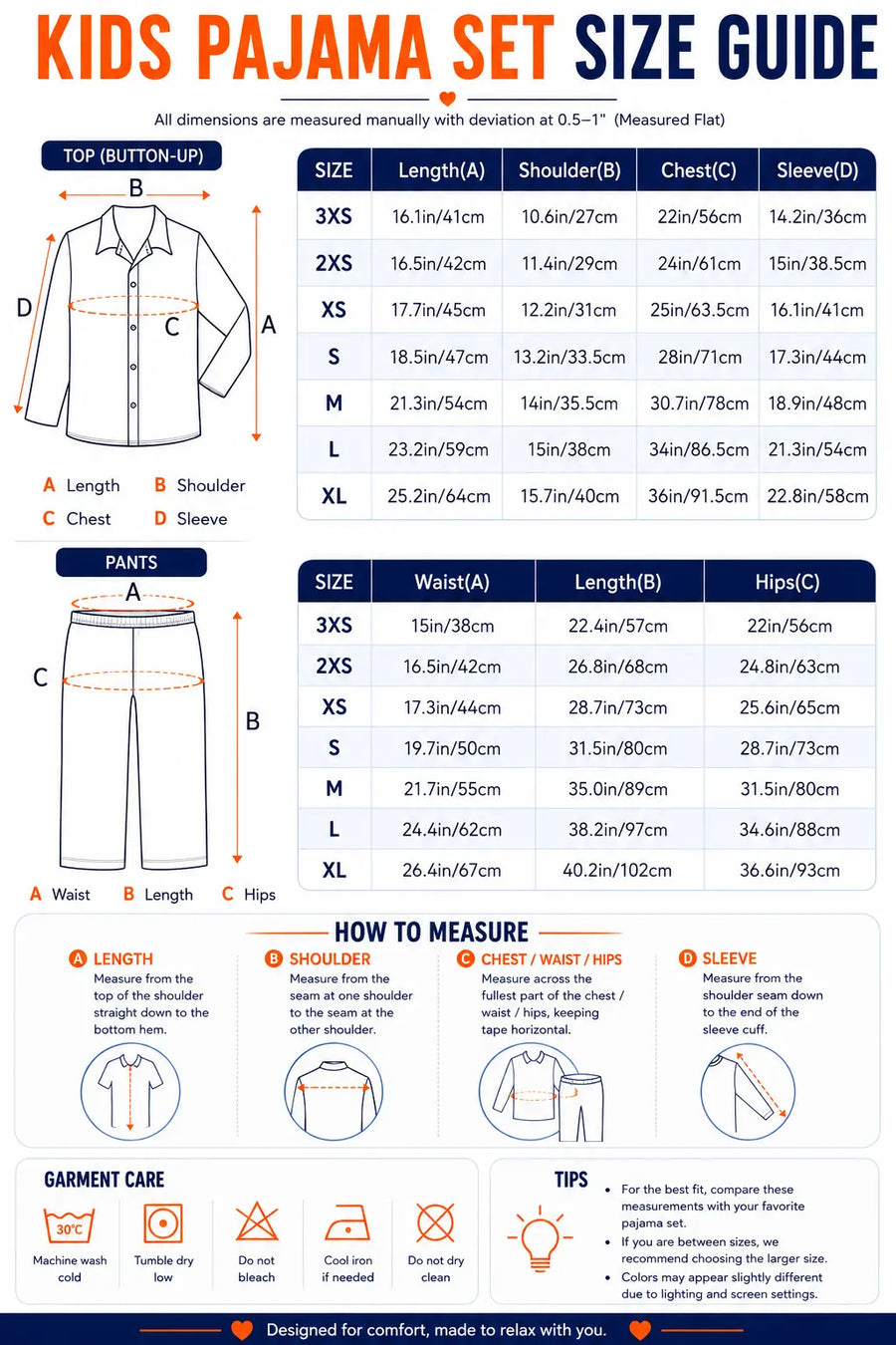 Size guide — Witchy Night - Pajama Set TC100072