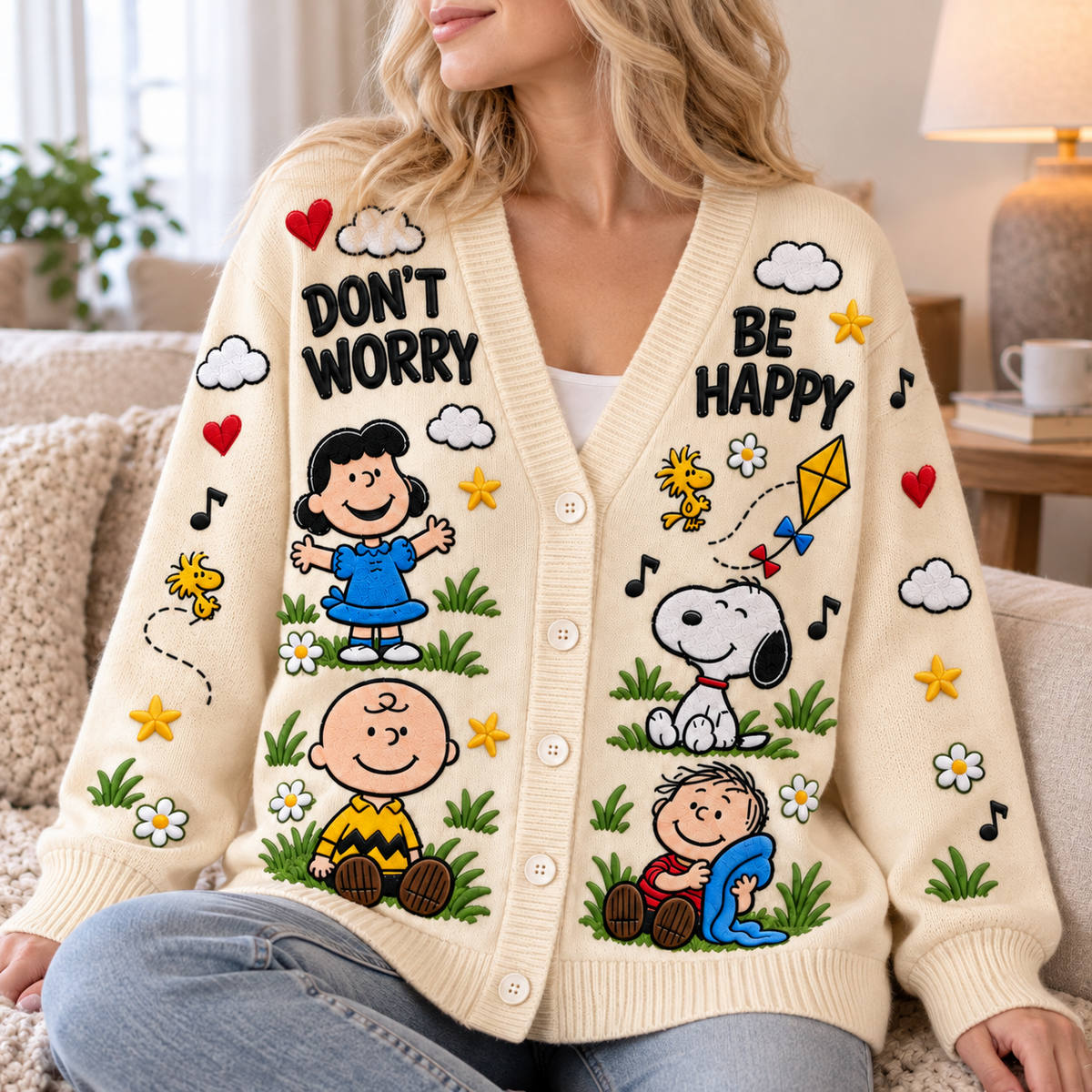 Don't Worry Be Happy Positive Life - Cardigan Sweater TC100106