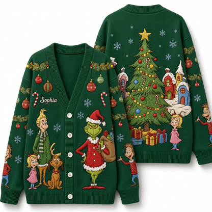 Christmas Green Monster - Cardigan Sweater TC100114