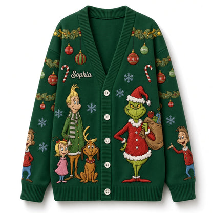 Christmas Green Monster - Cardigan Sweater TC100114