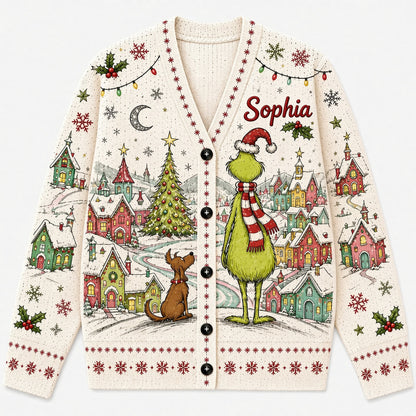 Green Monster Christmas Village - Cardigan Sweater TC100092