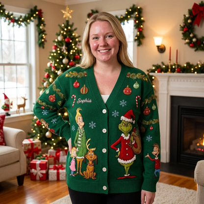 Christmas Green Monster - Cardigan Sweater TC100114