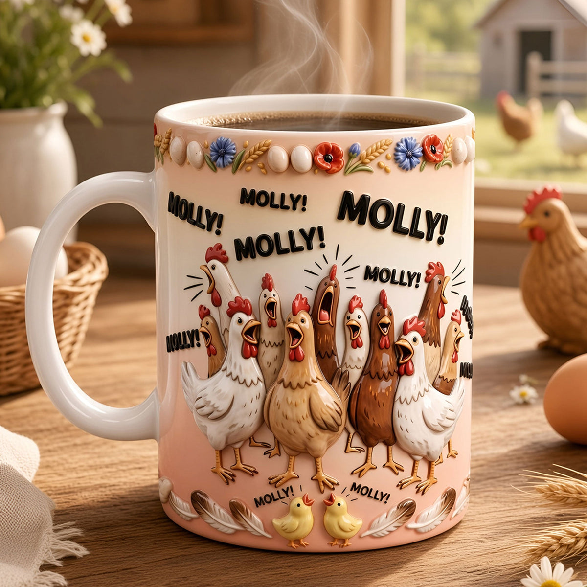 Funny Chickens Screaming Your Name Mug - Personalized Mug VT100079