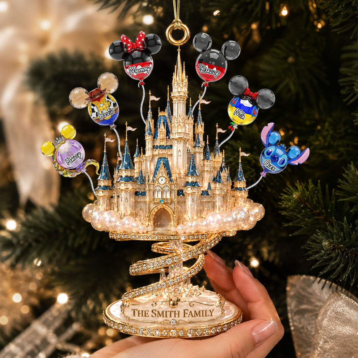 Magical Castle Family Balloons - Personalized Ornament Gifts VT100126