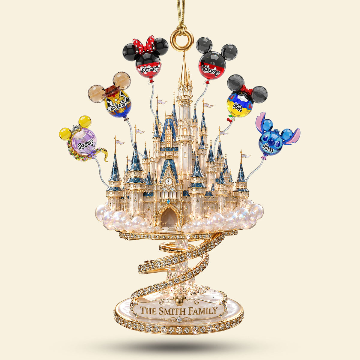 Magical Castle Family Balloons - Personalized Ornament Gifts VT100126