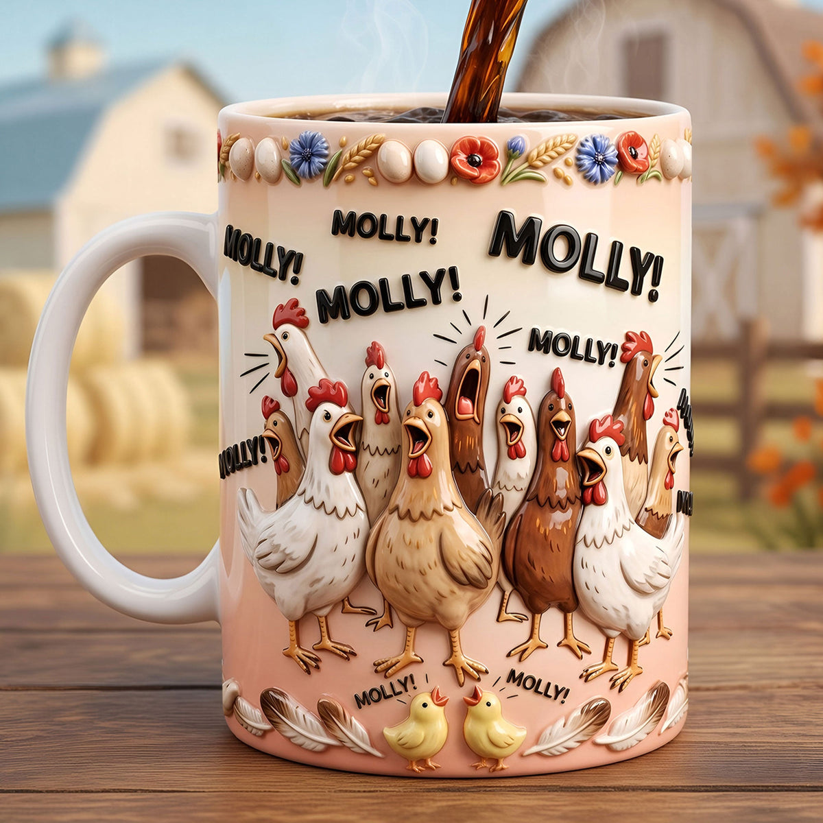 Funny Chickens Screaming Your Name Mug - Personalized Mug VT100079