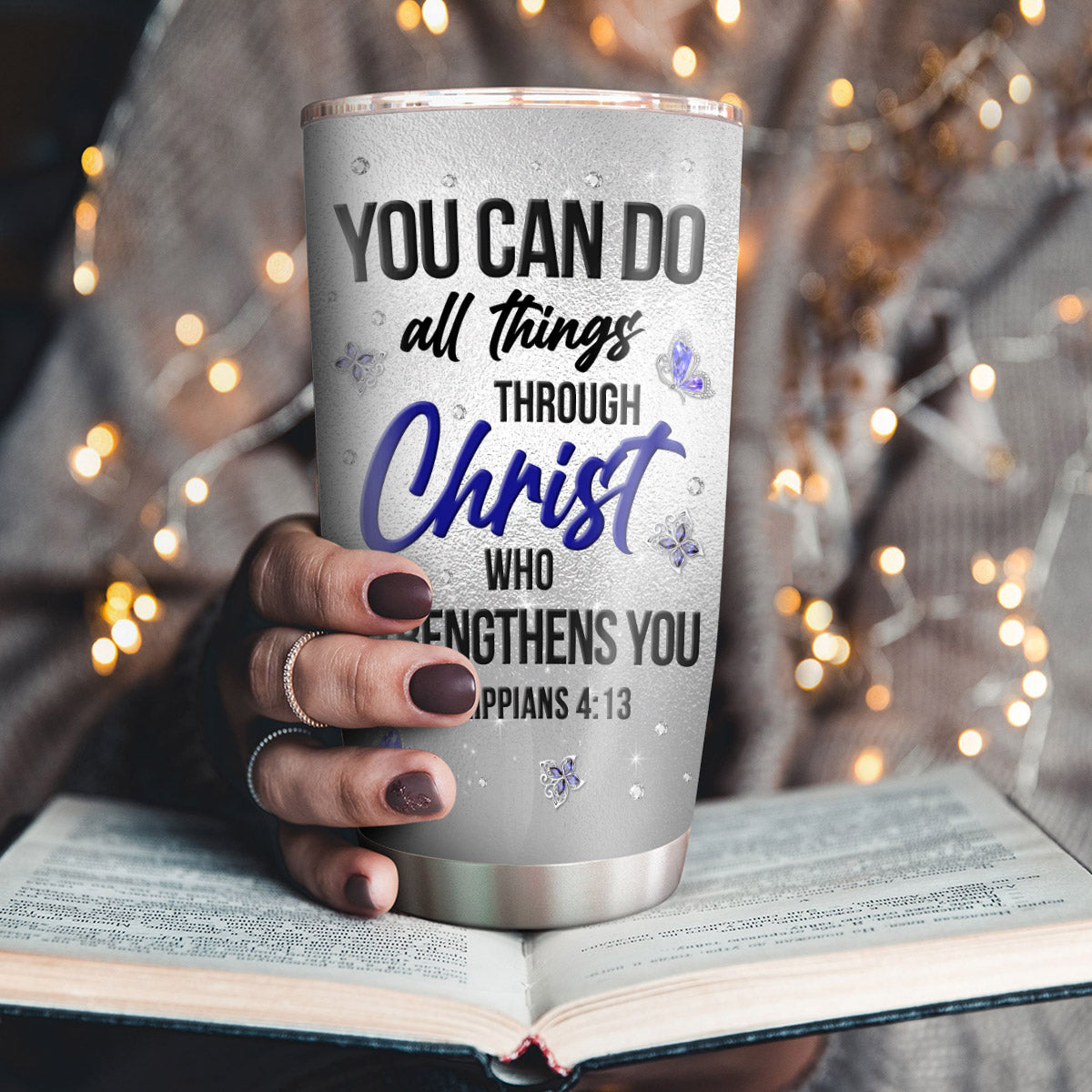 You Can Do All Things - Inspirational Steel Tumbler - Custom Name
