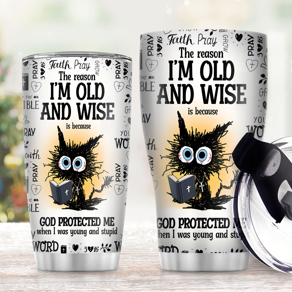God Protected Me - Christian Faith Drinkware - 20oz Stainless Steel Tumbler