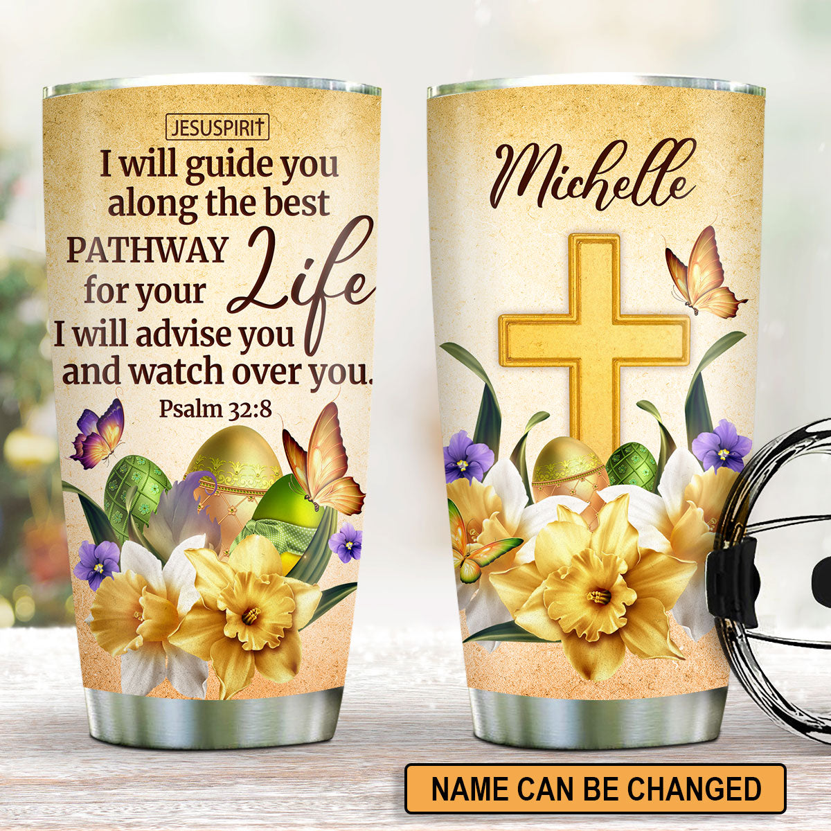 Psalm 32:8 Faith-Inspired Stainless Steel Tumbler - Personalized Gift for Women