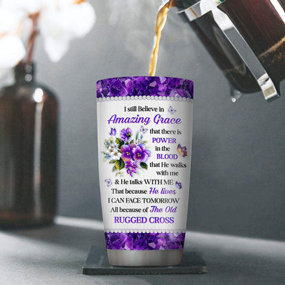 Amazing Grace - Personalized Floral Cross Tumbler