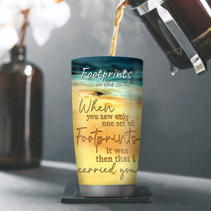 Footprints in the Sand - Personalized Stainless Steel Tumbler
