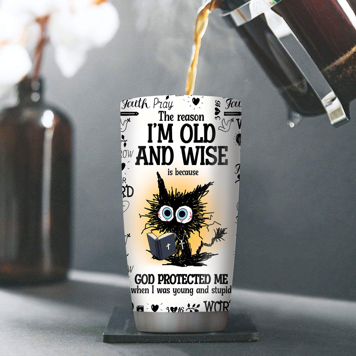 God Protected Me - Christian Faith Drinkware - 20oz Stainless Steel Tumbler