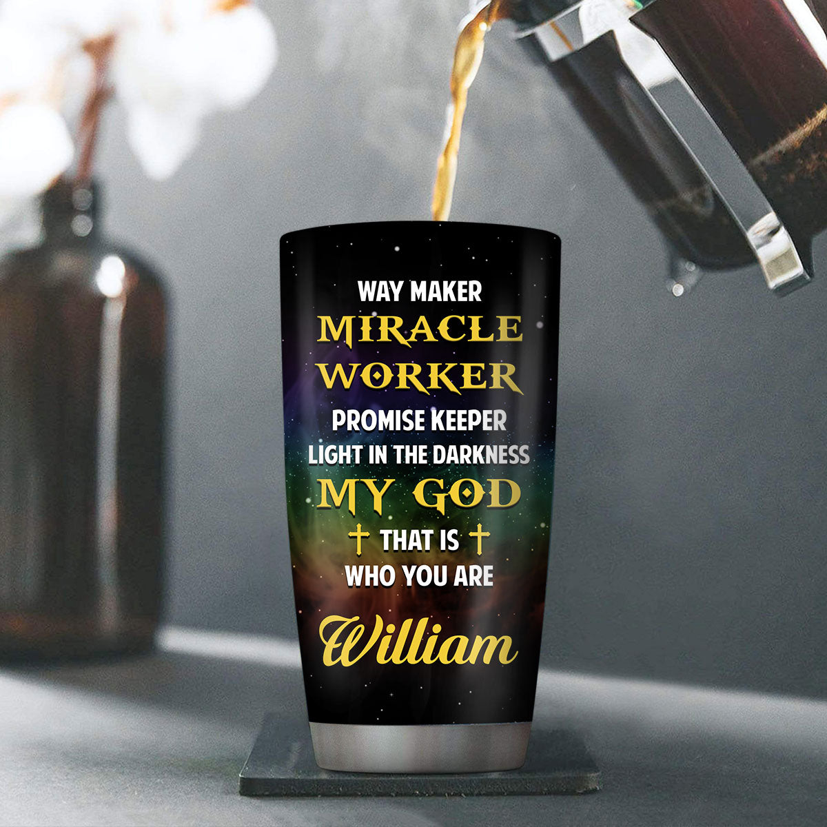 My God That Is Who You Are - Inspirational Tumbler - Personalized Lion Cross 20oz Stainless Steel
