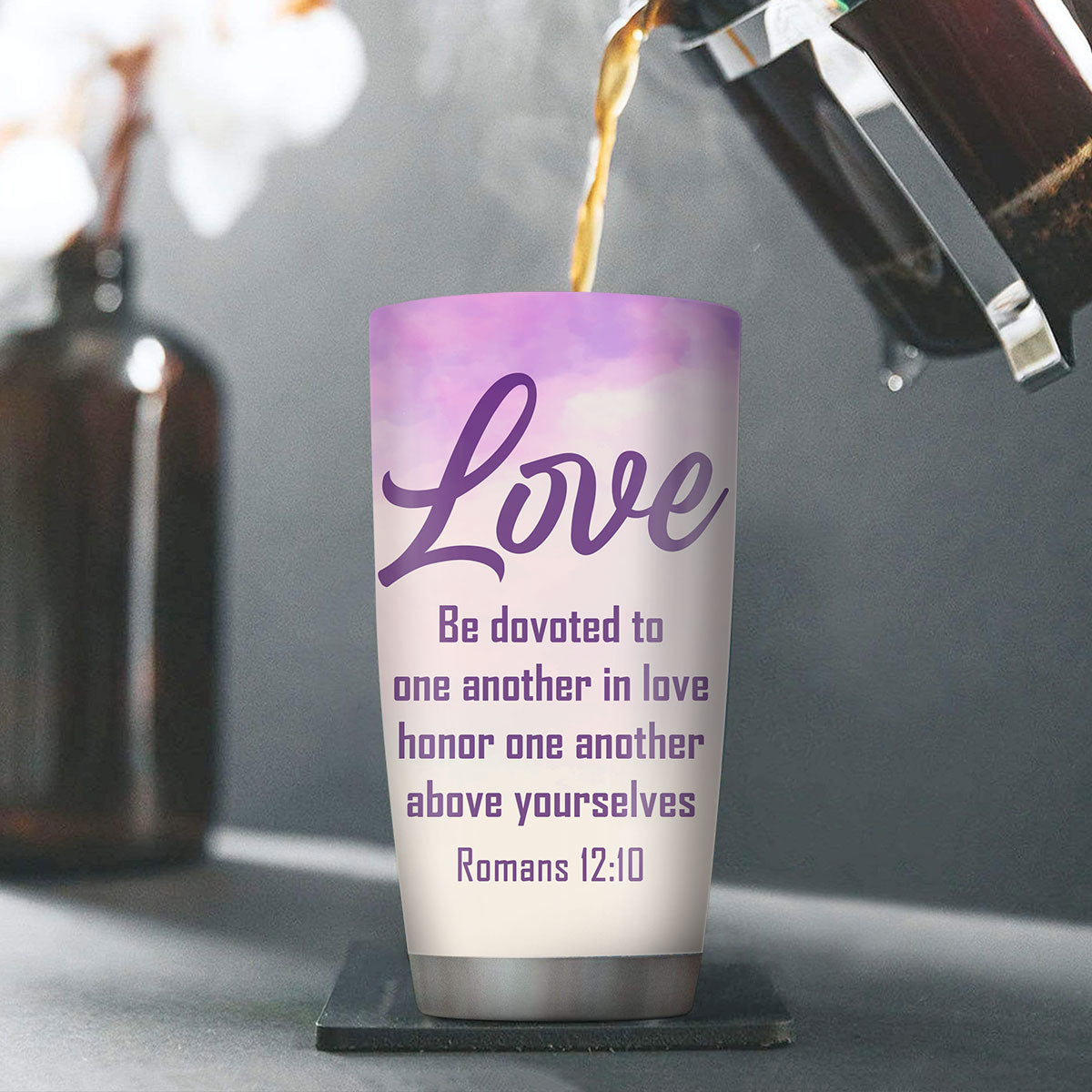 Faith Hope Love - 20oz Stainless Steel Tumbler - Personalized Gift for Her