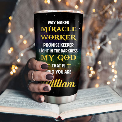 My God That Is Who You Are - Inspirational Tumbler - Personalized Lion Cross 20oz Stainless Steel