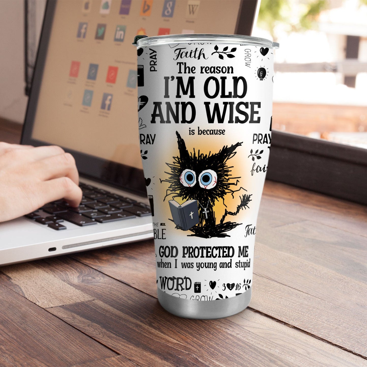 God Protected Me - Christian Faith Drinkware - 20oz Stainless Steel Tumbler