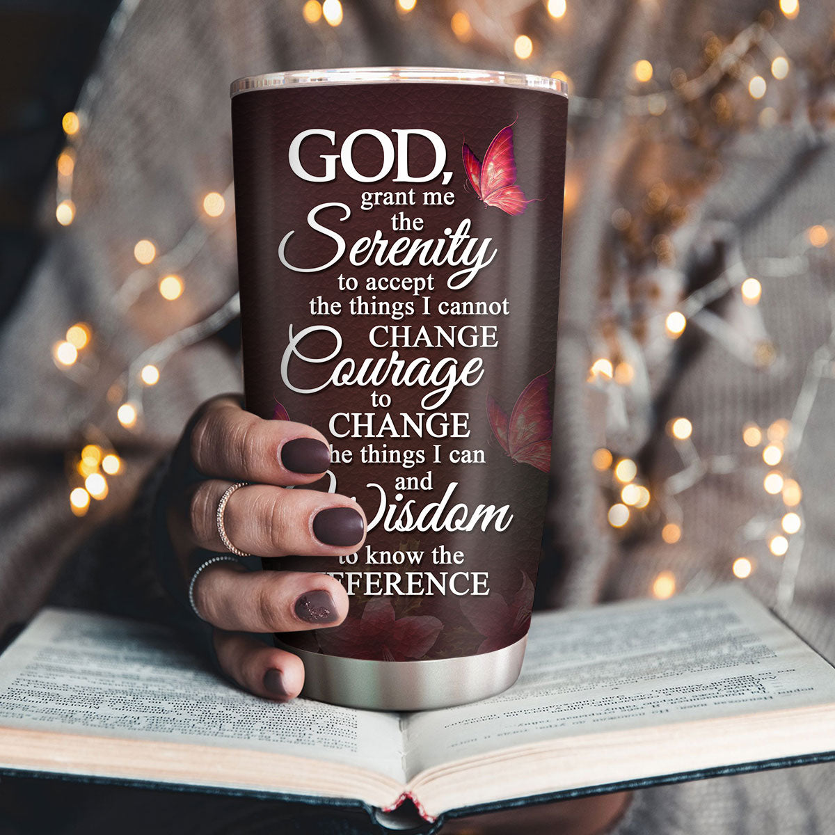 God Grant Me Serenity Quote - 20oz Stainless Steel Tumbler