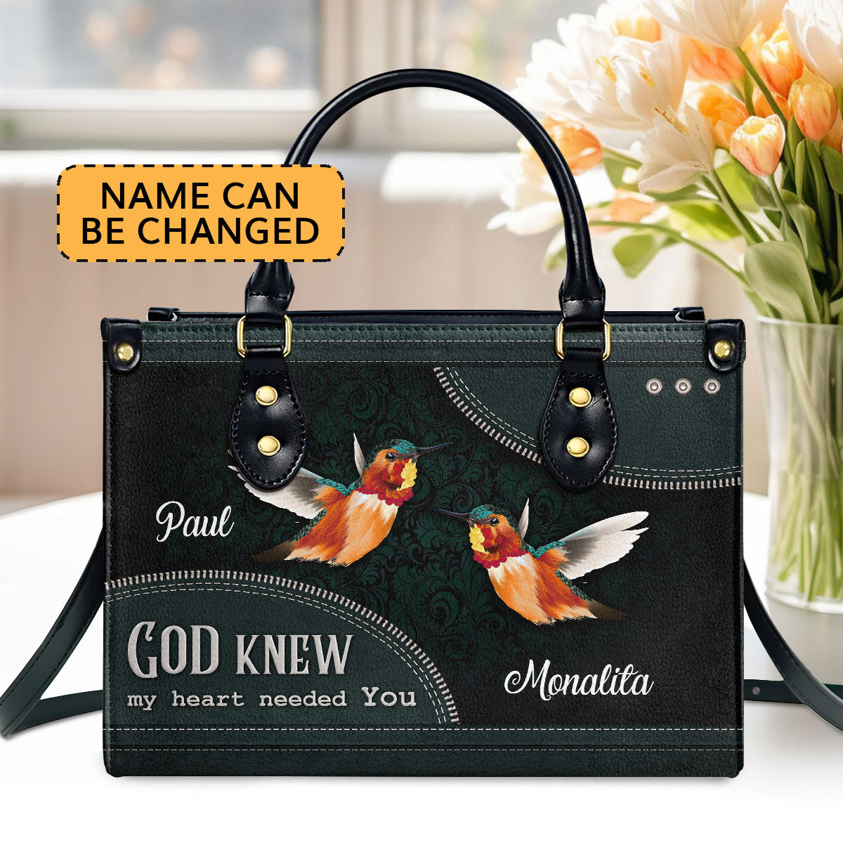 God Knew My Heart Needed You - Personalized Leather Handbag GMJSLB200109