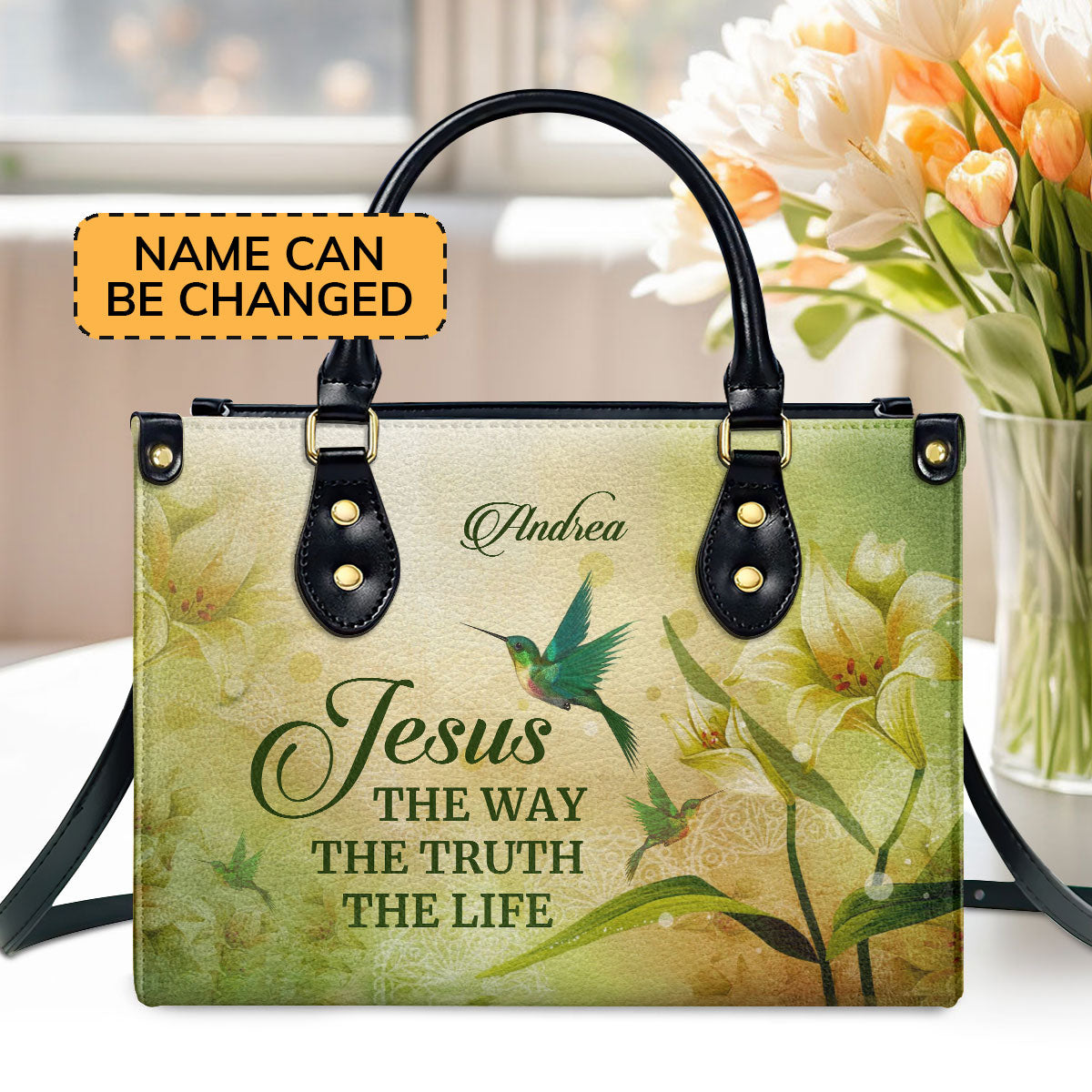 Jesus The Way The Truth The Life - Personalized Leather Handbag GMJSLB200106