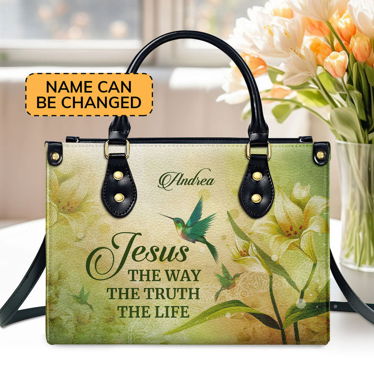 Jesus The Way The Truth The Life - Personalized Leather Handbag GMJSLB200079