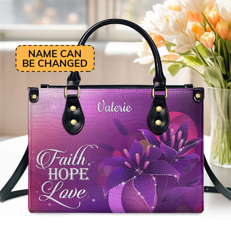 Faith, Hope, Love Handbag - Personalized Leather Bag for Women GMJSLB200105