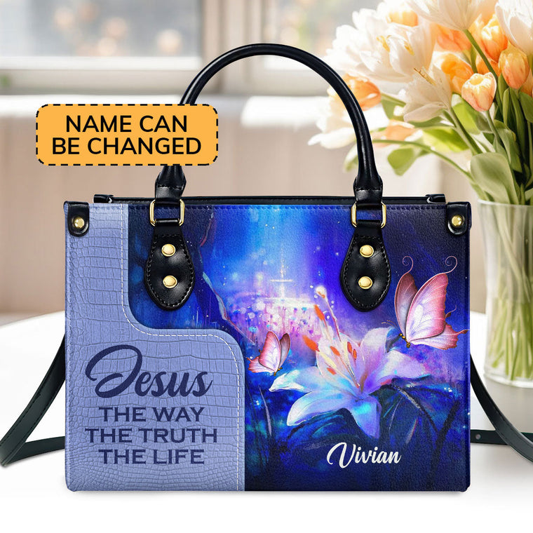 Jesus The Way The Truth The Life - Personalized Leather Handbag GMJSLB200100