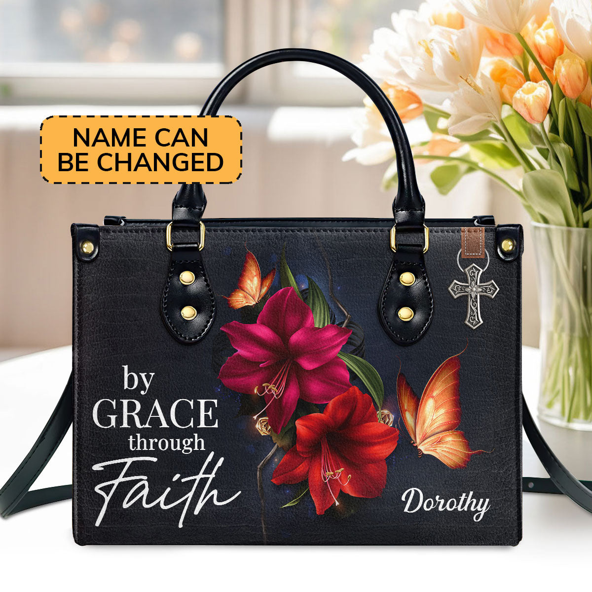 Faith-Based Quote - Personalized Leather Handbag GMJSLB200099