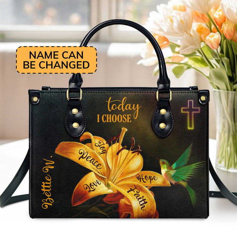 Today I Choose Joy - Personalized Leather Handbag GMJSLB200098