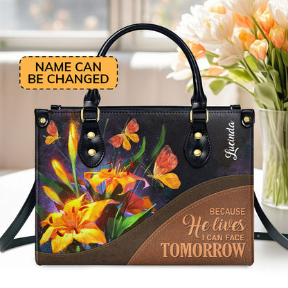 Because He Lives - Personalized Leather Handbag GMJSLB200096