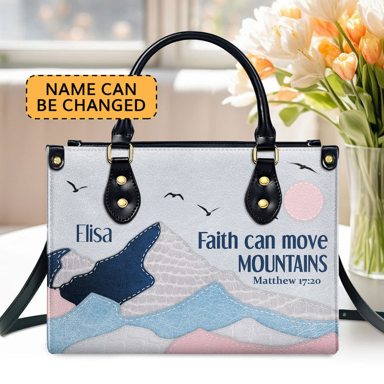 Faith Can Move Mountains - Personalized Leather Handbag GMJSLB200089