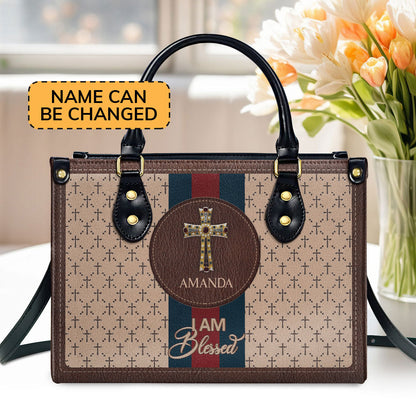 I Am Blessed - Personalized Leather Handbag GMJSLB200104