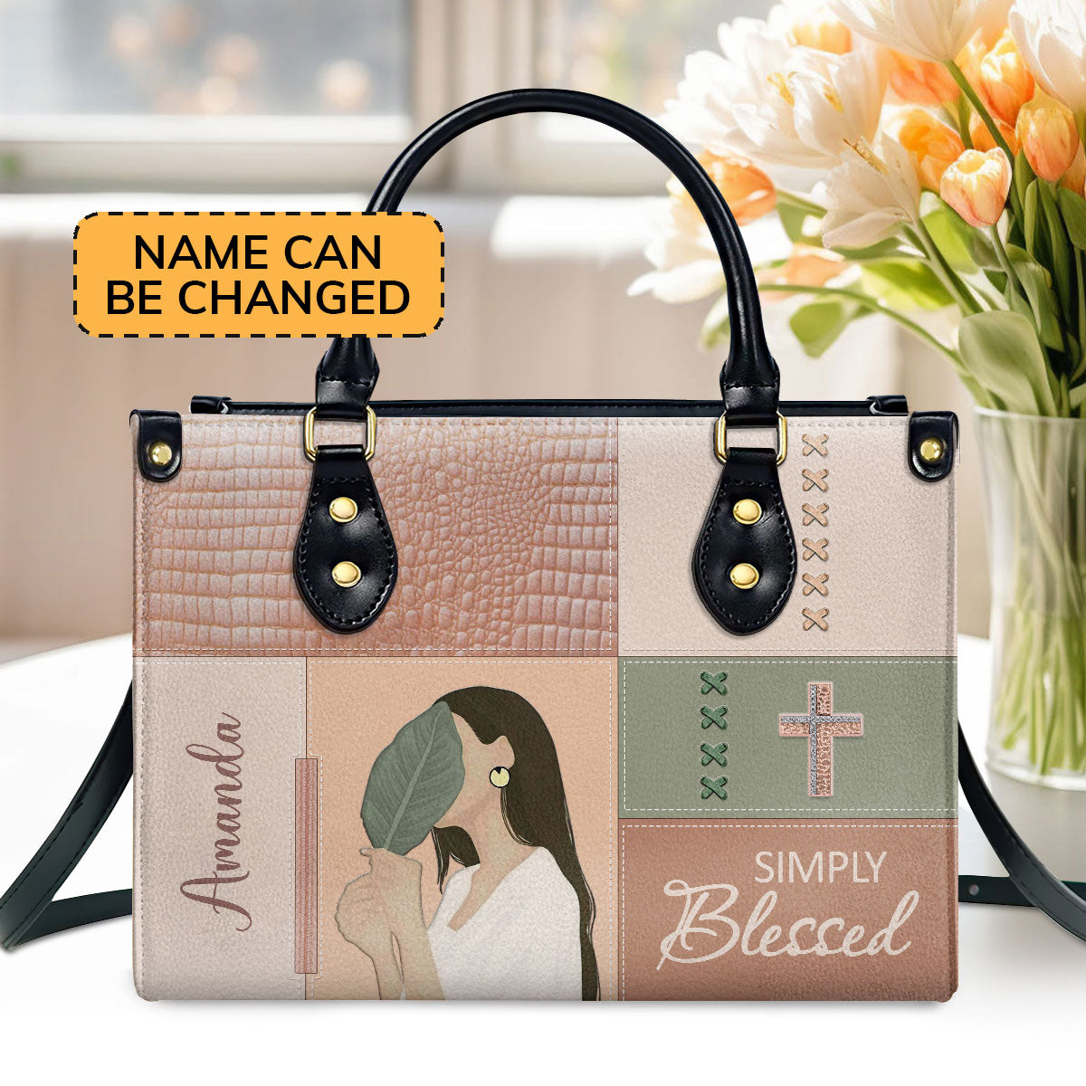 Simply Blessed - Personalized Christian Leather Handbag GMJSLB200103