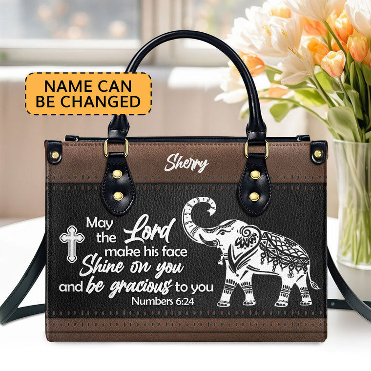 May The Lord Shine On You - Personalized Leather Handbag GMJSLB200099