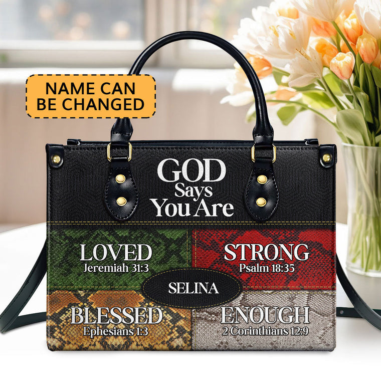 God Says I Am - Personalized Leather Handbag - Gift for Her GMJSLB200032